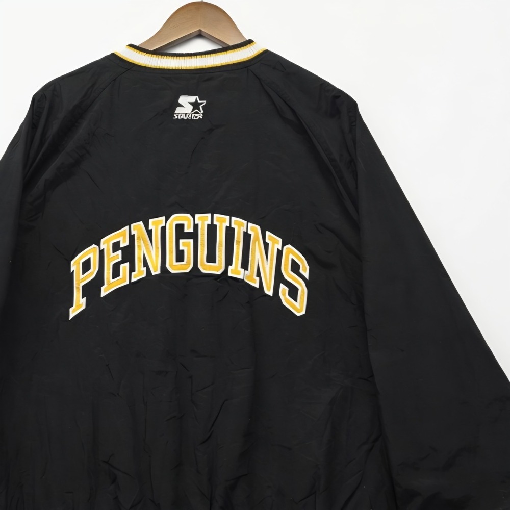 Vintage Starter Pittsburgh Penguins NHL Jacket Mens XL Black 90s Penguins Hockey